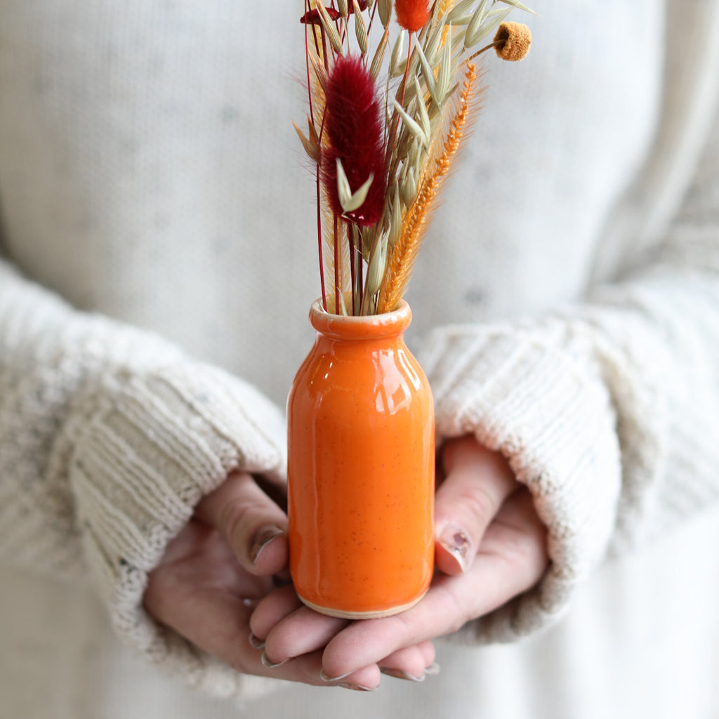 Ceramic Milk Bottle & Dried Flowers