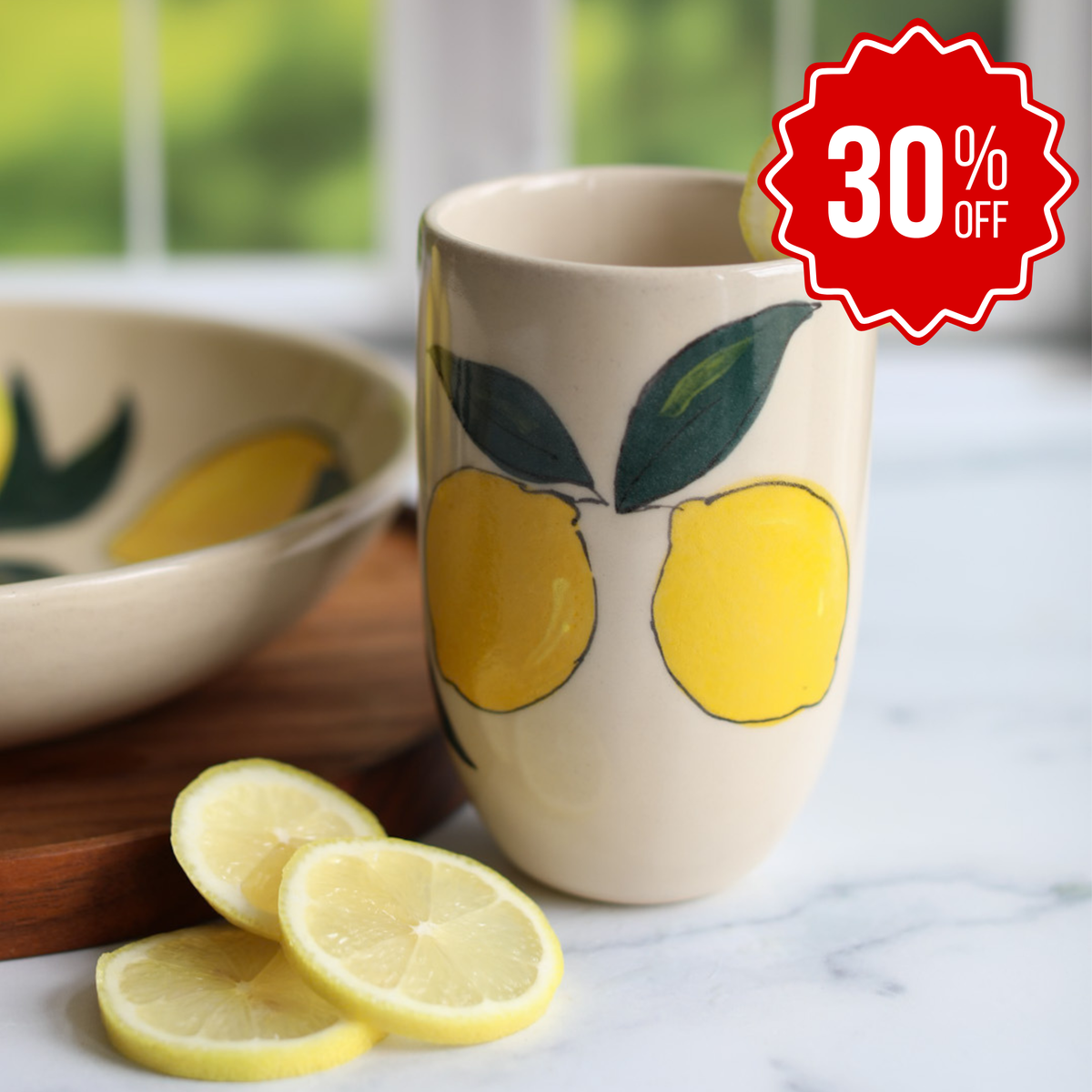 Hand-Painted Lemon Beaker