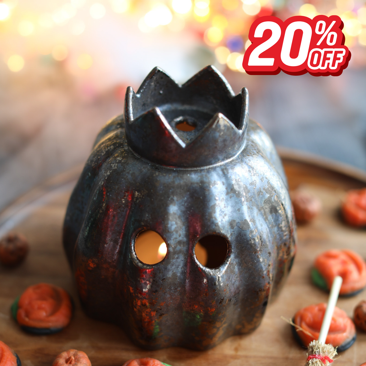 Ceramic Autumn Pumpkin Lantern - Magda