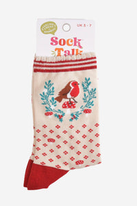 Christmas Robin Socks