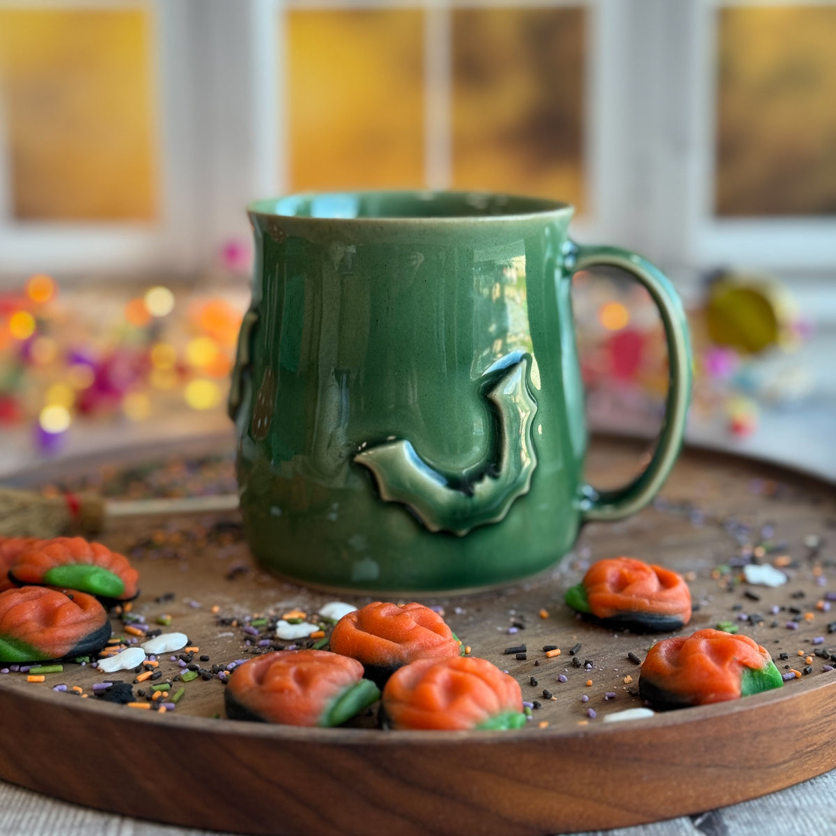 Green Autumn Bat Handmade Mug