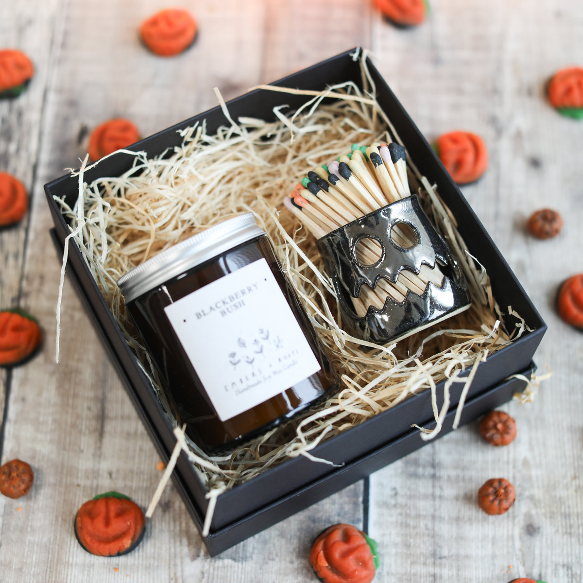 Spooky Candle and Match Pot Set