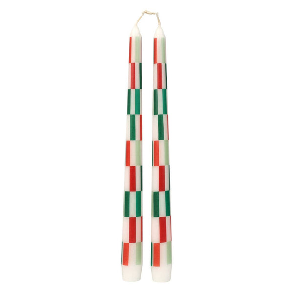 Red & Green Check Dinner Candles