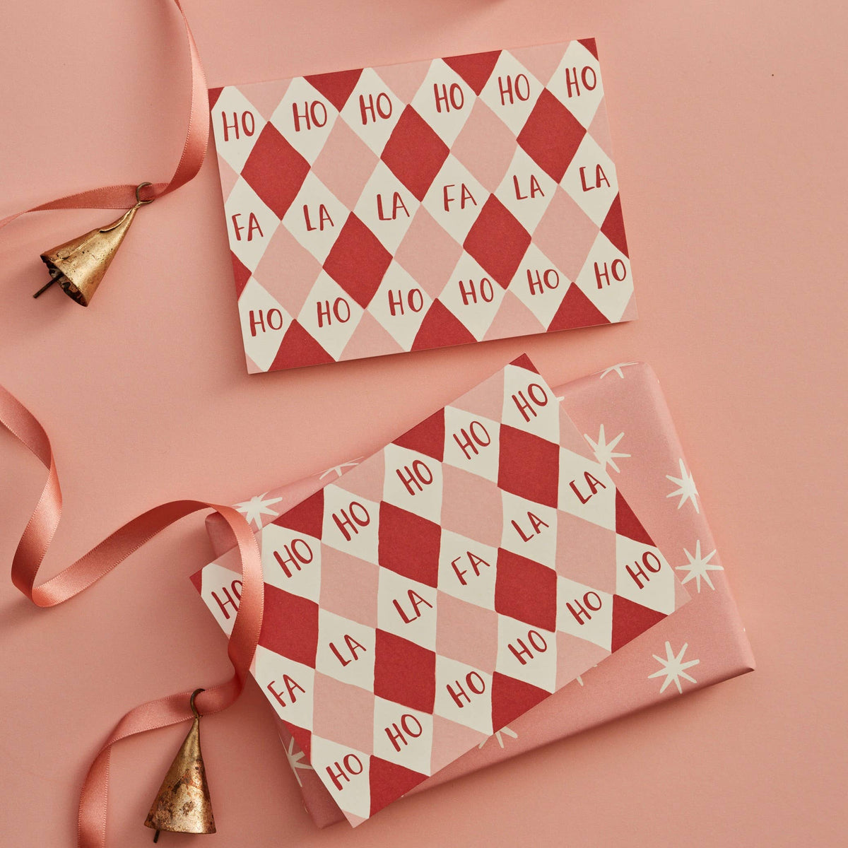 Harlequin Ho Ho Fa La Card Pink & Red