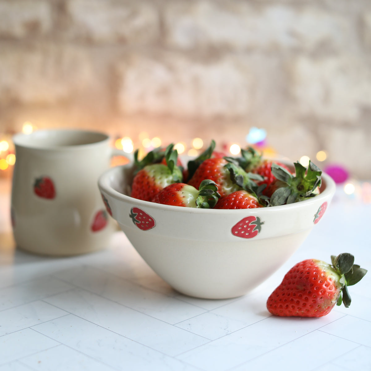 Ceramic Strawberry Bowl and Mug Set- Pre-Order, dispatch end of March