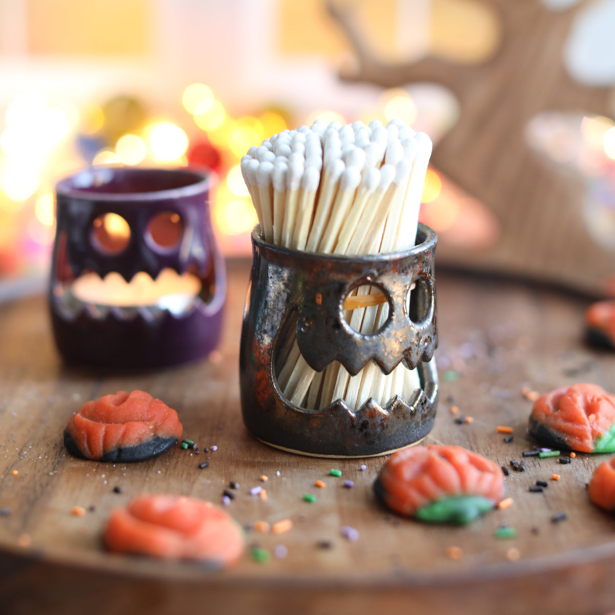 Mini Autumn Ceramic Lantern with matches