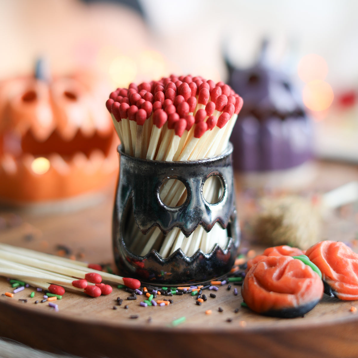 Mini Autumn Ceramic Lantern with matches
