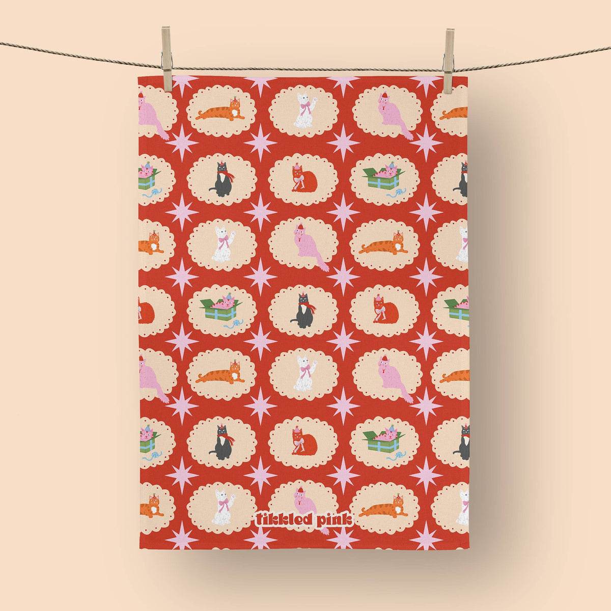 Christmas Cats Tea Towel