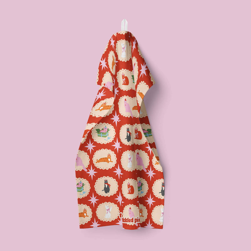 Christmas Cats Tea Towel