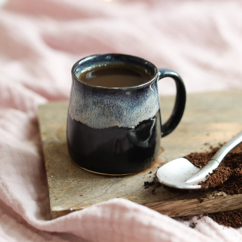 A black espresso cup from Glosters. 