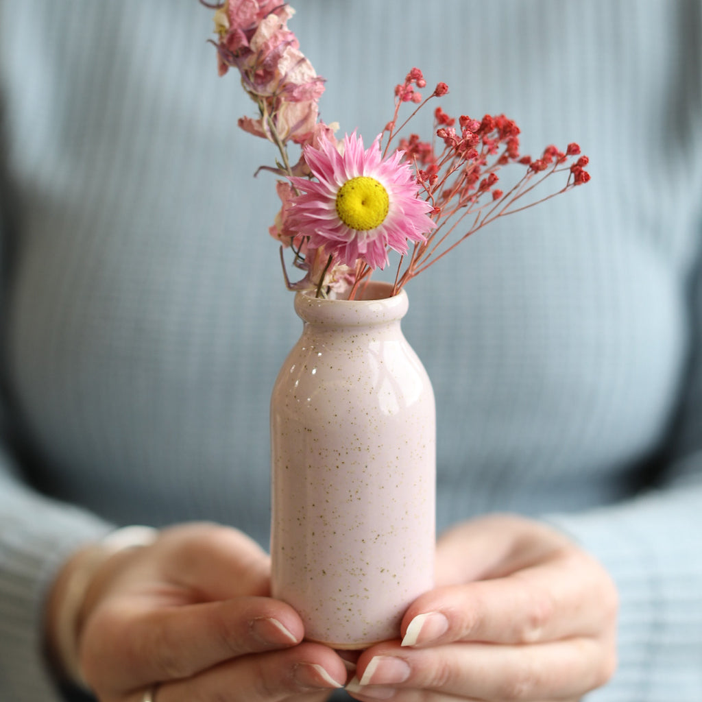 Speckled Ceramic Milk Bottle Vase
